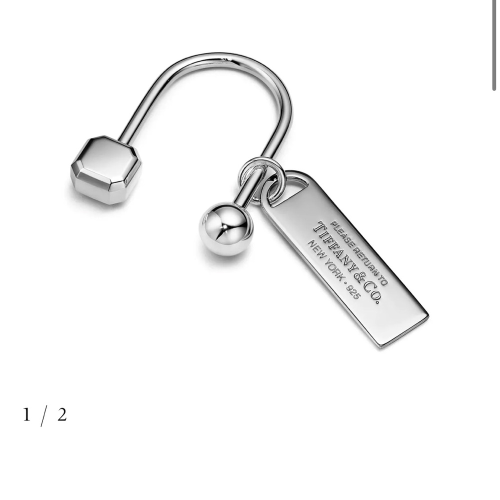 Tiffany & Co. Silver Rectangular Tag Key Ring